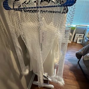 White Mesh Feather Dress Size large from 12th Tribe